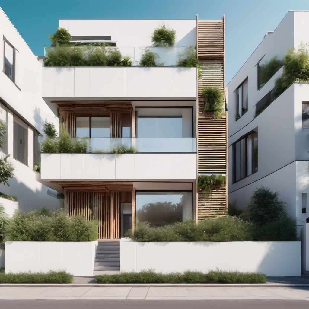 Phối cảnh mặt tiền nhà phố 3 tầng hiện đại