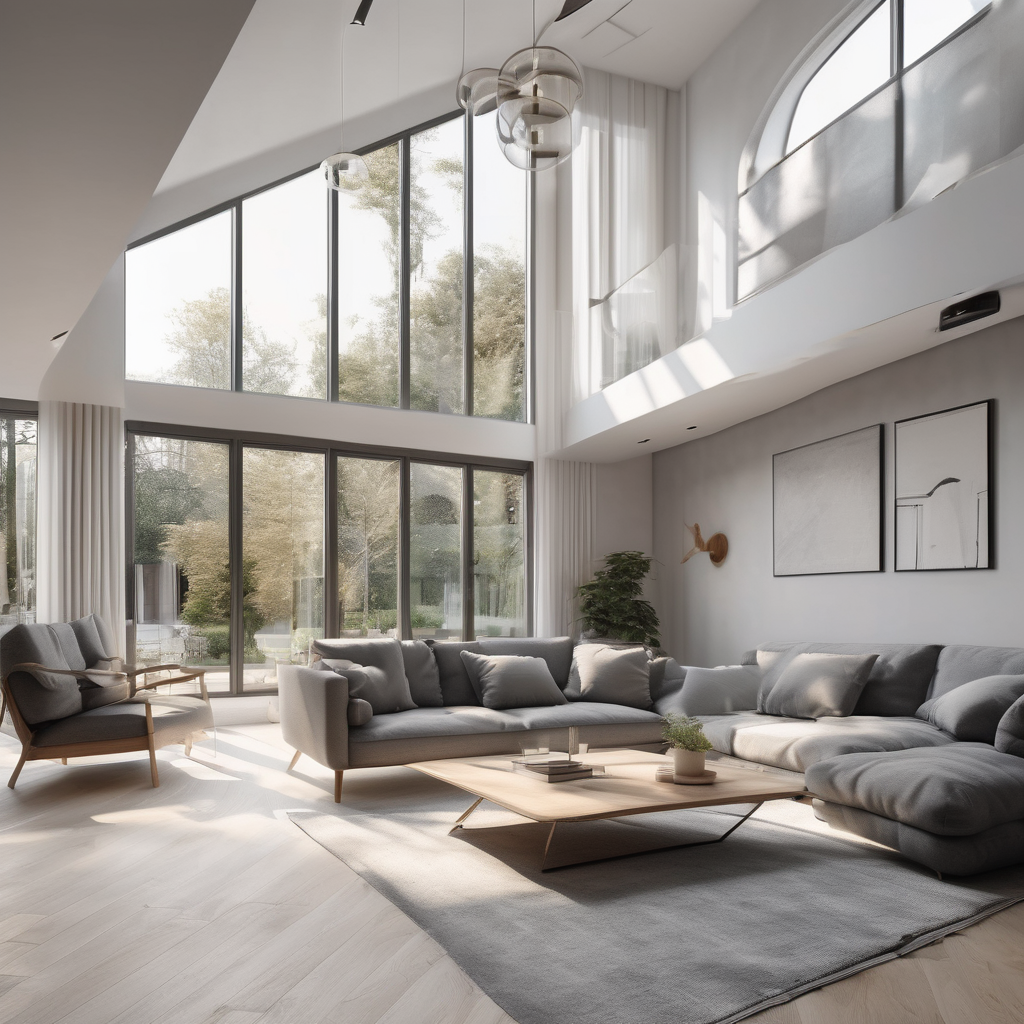 Nội thất phòng khách thông tầng hiện đại