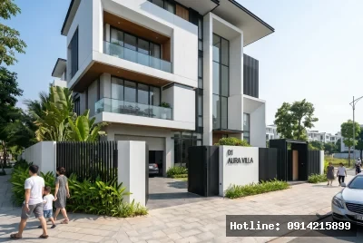 Góc nhìn người đi bộ | Biệt thự hiện đại với cấu trúc hình khối sắc nét, sử dụng vật liệu kính và kim loại làm tăng cảm giác mở rộng và hiện đại. Ánh sáng tự nhiên tràn ngập không gian, tạo ra sự thoáng đãng và gần gũi với thiên nhiên xung quanh. Cảm giác không gian rất thanh lịch và tinh tế, mang lại sự sang trọng và thoải mái cho người sử dụng.