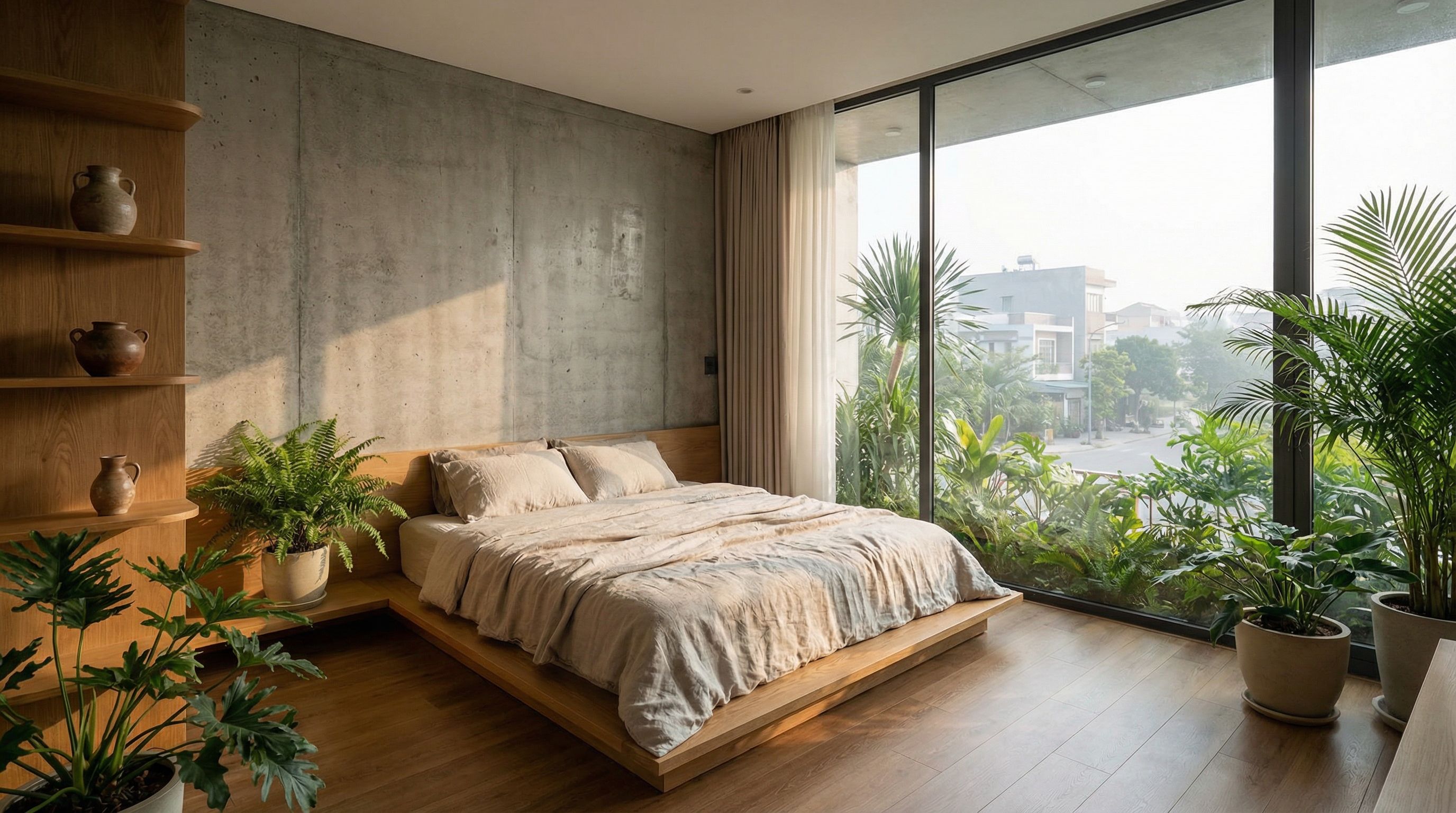 Phòng ngủ Master phong cách tối giản Wabi Sabi